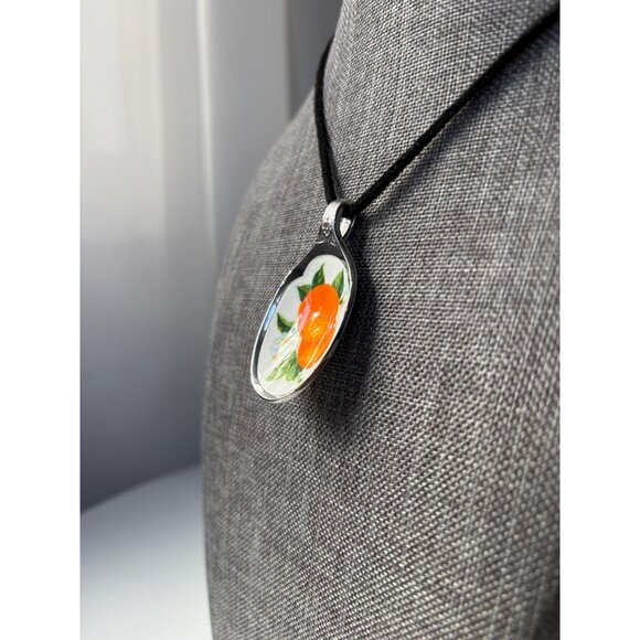 Vintage Avon Jelly Fruit Pendant Necklace: oranges silver souvenir spoon - Picture 3 of 7